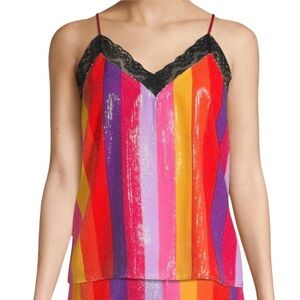 Olivia Rubin Flora Cami Pre Fall Stripe Sequin Lace Camisole Top Size 6 NEW NWT
